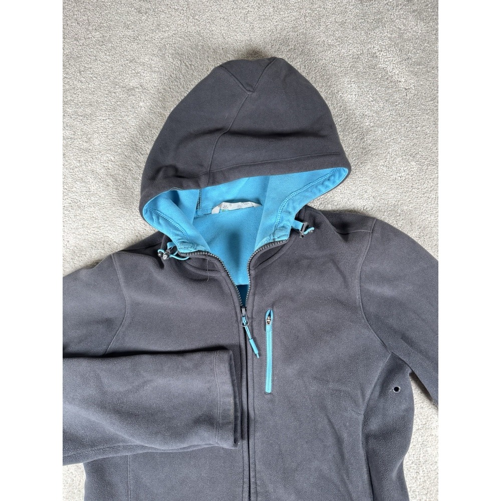 Athleta  Zip Up  Jacket Size S Gray And‎ Teal With Stitched Flower Design - Picture 5 of 11